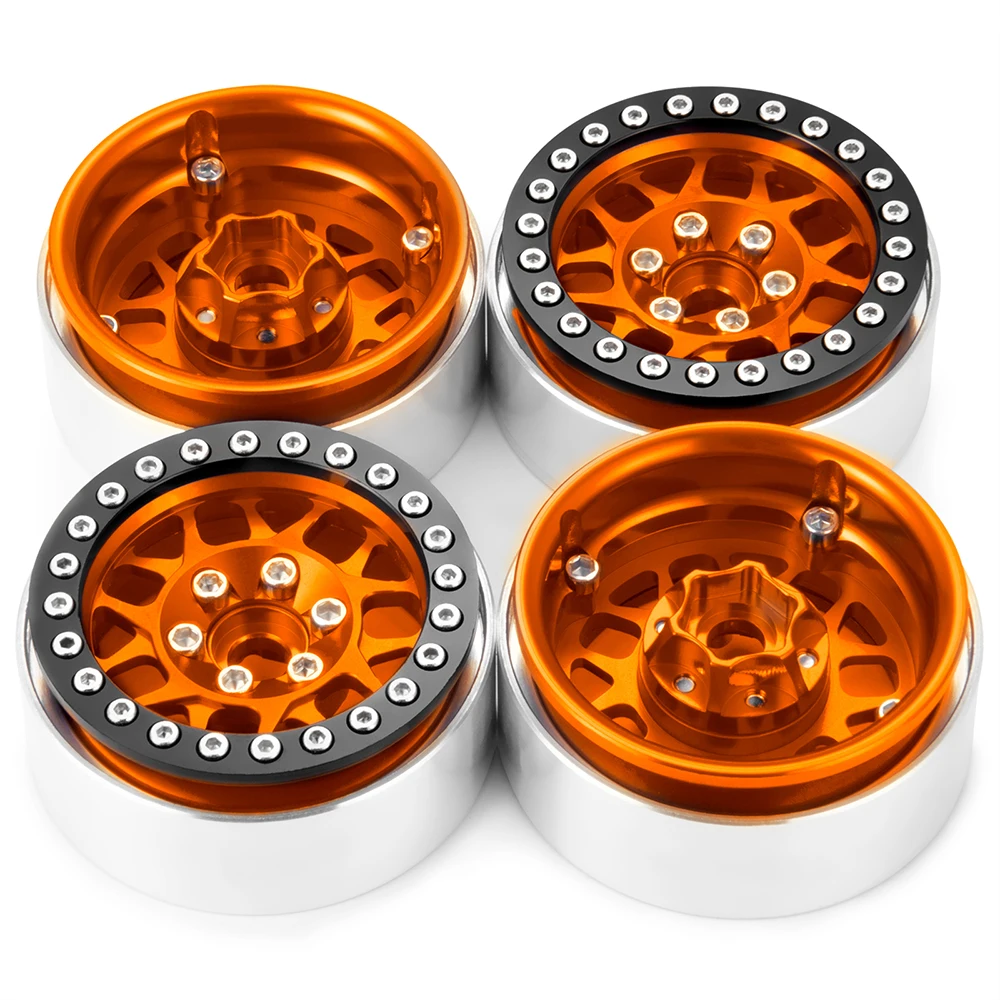 MIBIDAO 4Pcs 1.9 Metal Beadlock Wheel Hub Rim 25mm Width for 1/10 Axial SCX10 90046 AXI03007 Wraith TRX4 D90 RC Rock Crawler