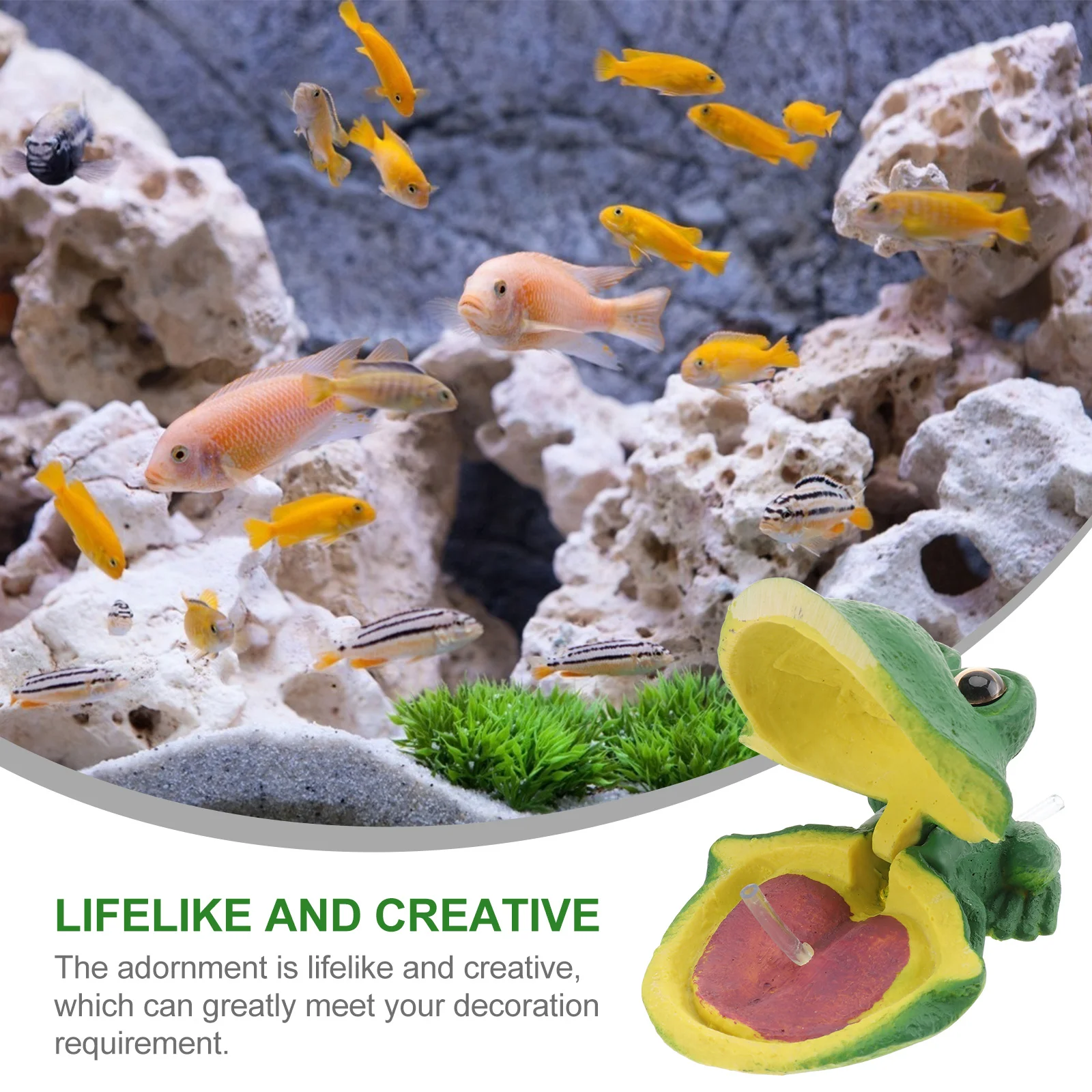 

1Pcs Aquarium Resin Air Bubble Stone Oxygen Frog Fish Tank Ornament Bubbling Stone Natural Scenery Oxygen Frog