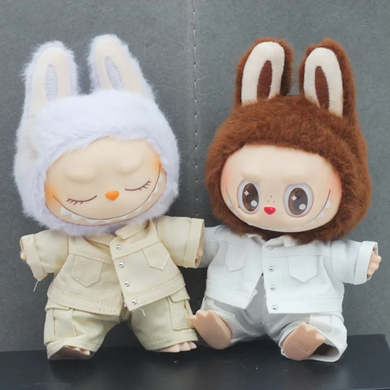 

17CM Labubu one two three generation baby jacket Labubu doll clothes denim jacket tooling pocket pants cover