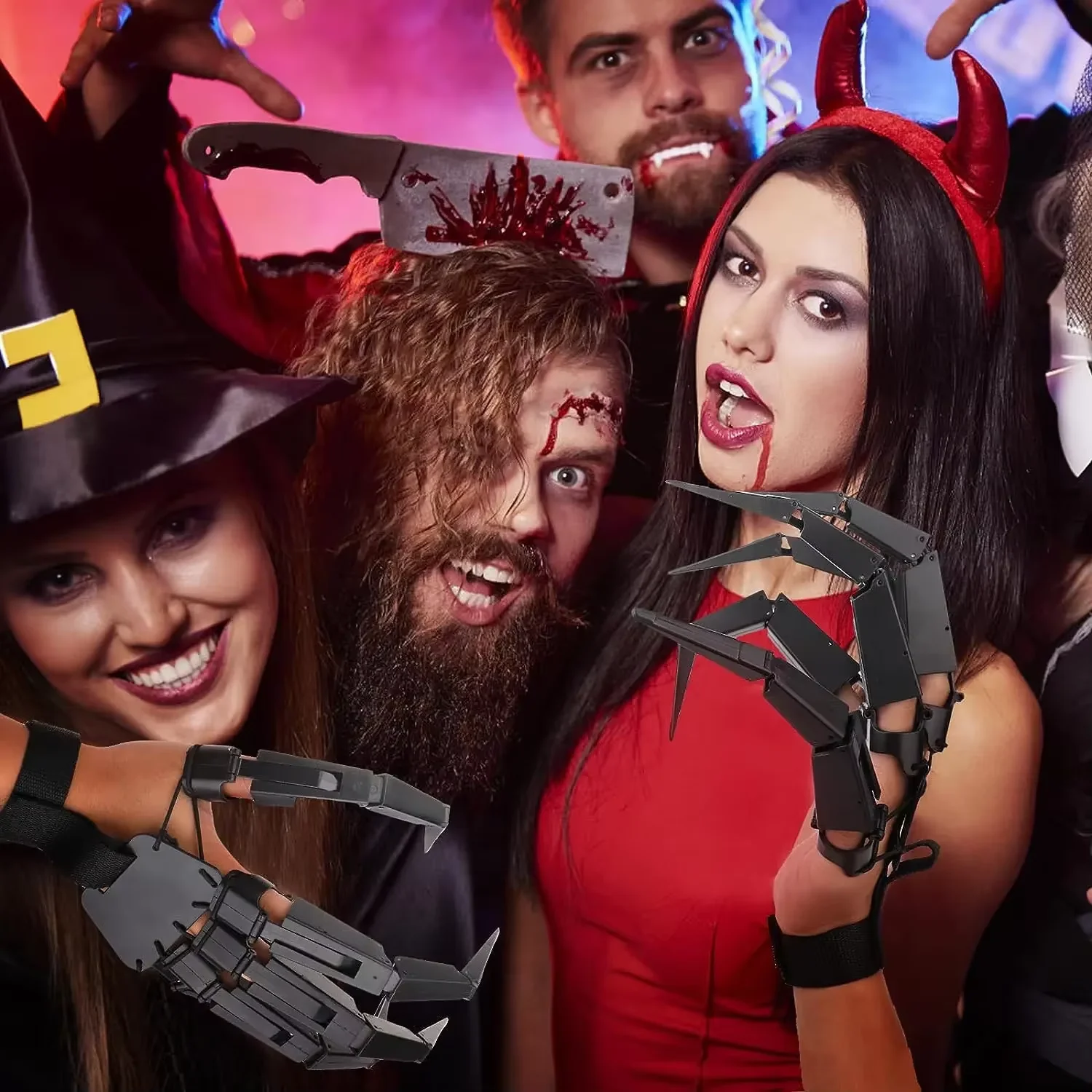 Horror Ghost Claw Halloween Prop Party Decor Articulated Fingers Scary Fake Fingers Skeleton Hand Cosplay Finger Glove Realistic