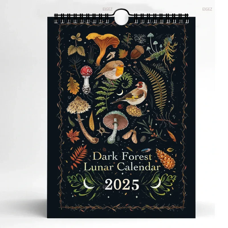 2025 Calendário de ilustração da floresta escura Calendário de escritório criativo Presente do festival de Natal