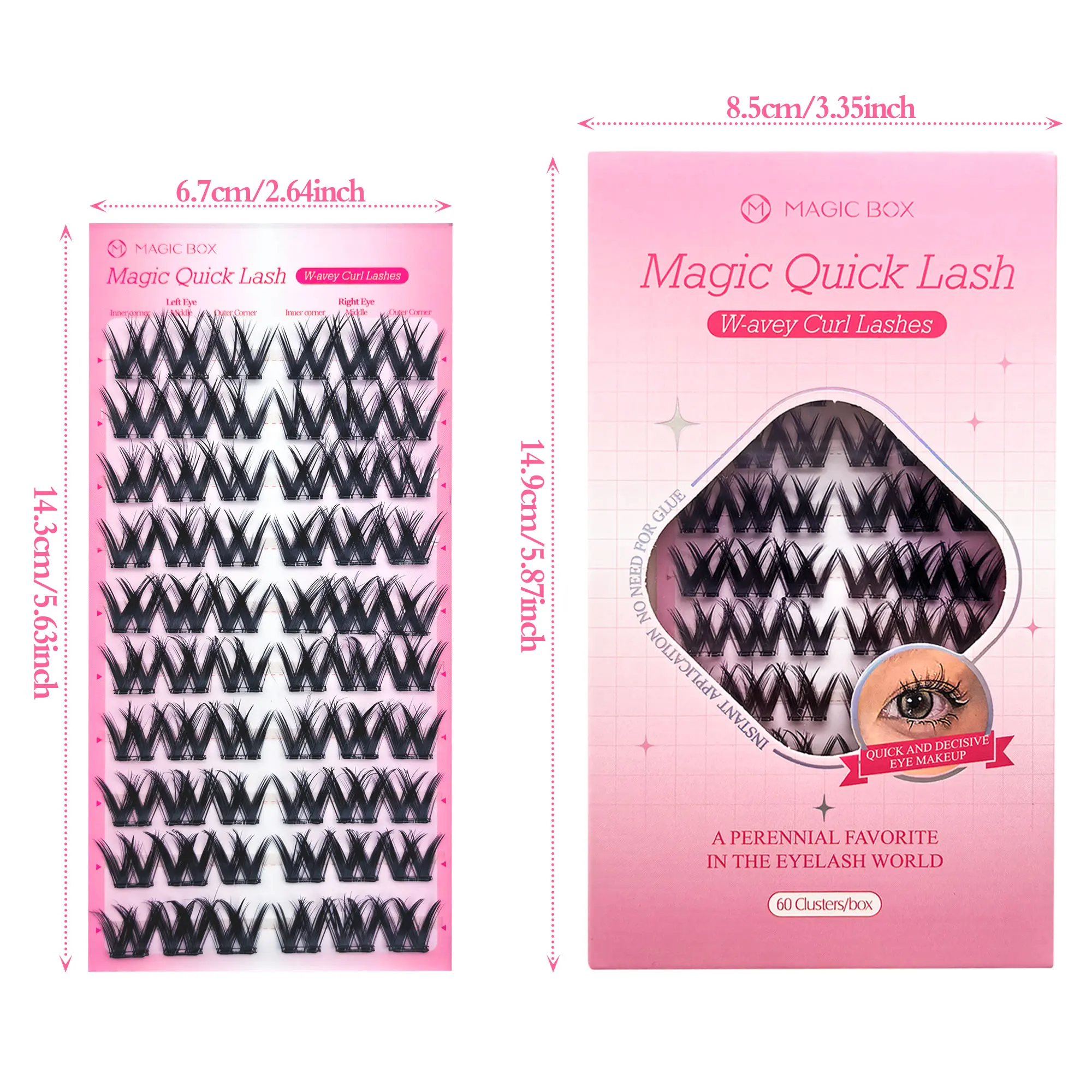 接着剤不要のつけまつげ10列、様々なスタイルでコミックメイクを演出、超軽量で超薄型、セグメント化されたつけまつげ