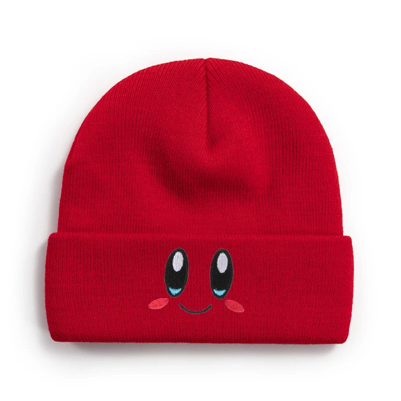 Casual Beanies Skullies KIRBYS Lovely Face Embroidery Knitted Hat Bonnet Cap Girls Boys Skiing Warm Unisex Beanie Accessories