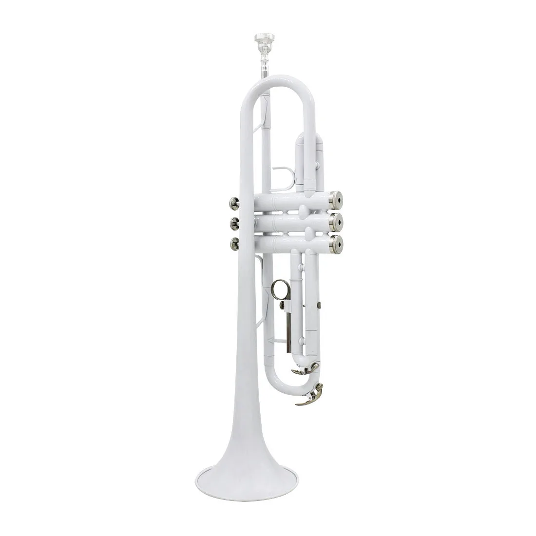 White Trumpet Bb Flat  Brass Material Musical Trumpet with Mouthpiece Gloves Cleaning Cloth Box  Accessories