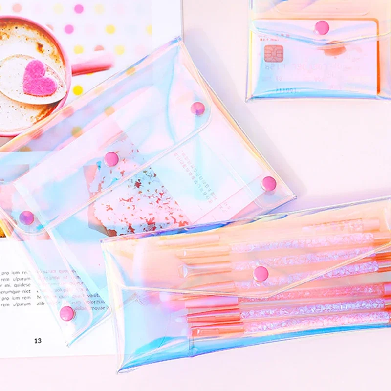 Laser Transparent Cosmetic Bag Women DIY Clear Makeup Pencil Storage Organizer Travel Toiletry Wash Bag Case Cute Purses Pouch