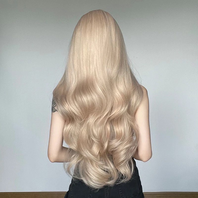 باروكة صناعية وردية اللون للهالوين مع شعر مستعار مموج ومموج للعب الأدوار مناسب للحفلات اليومية النسائية