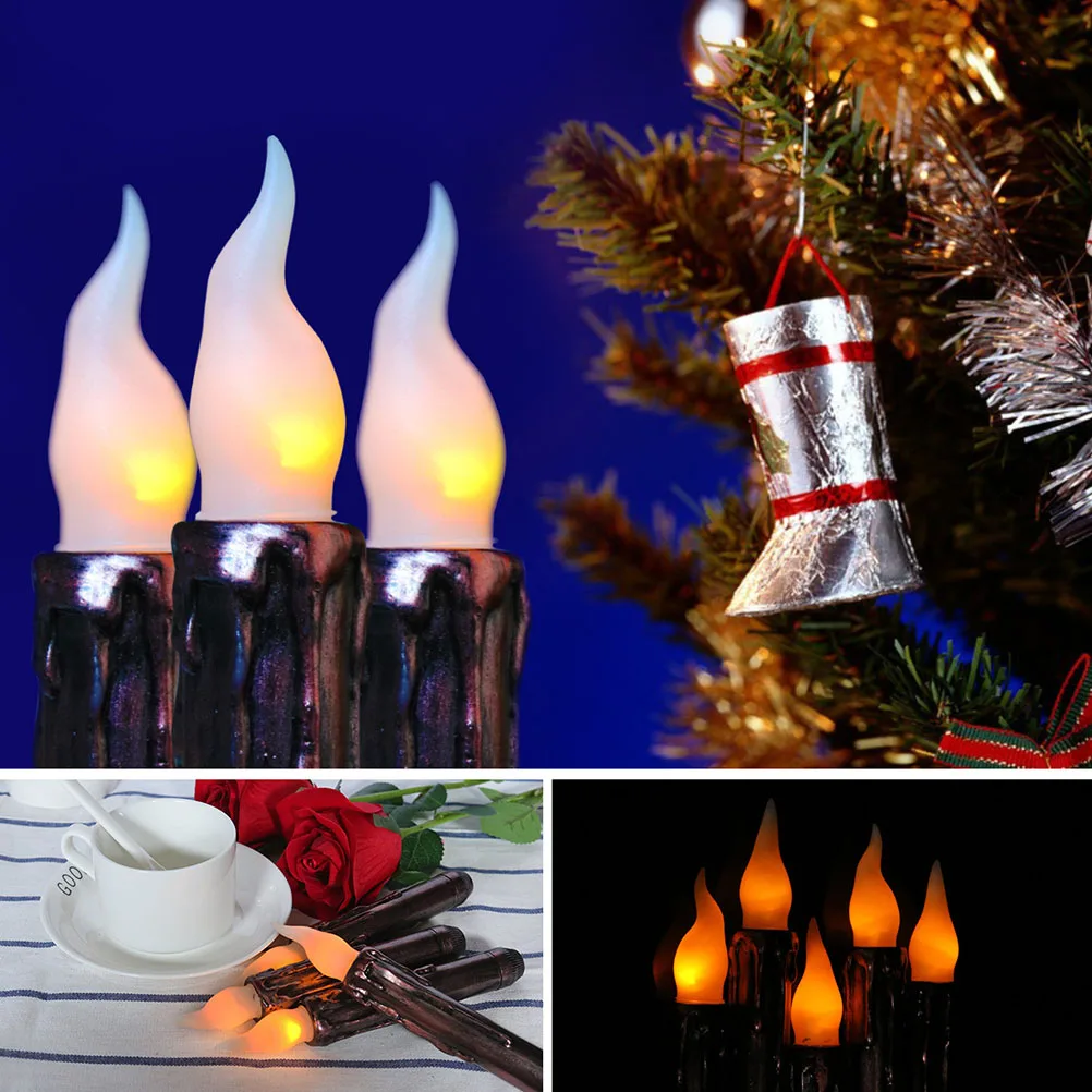 

6pcs Long LED les Electronic Flameless C Lights Party Decorations Halloween Wedding Birthday Taper C les LED Lighting