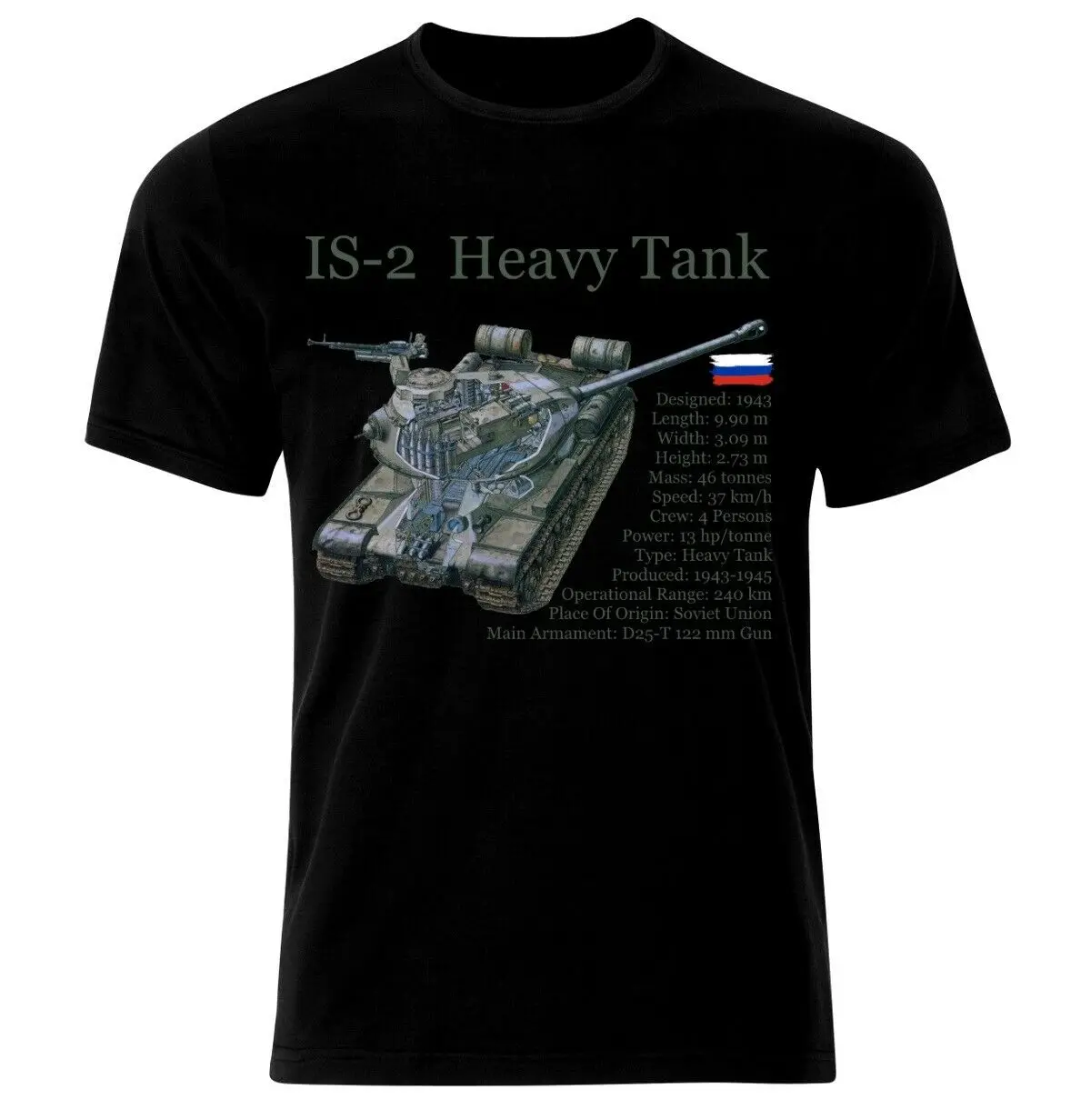 WWII Soviet IS-2 Stalin Heavy Tank T Shirt. New 100% Cotton Short Sleeve O-Neck T-shirt Casual Mens Top