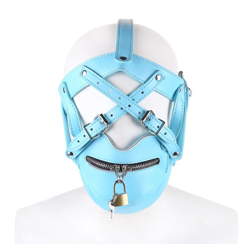 Fashion Punk Sexy Men Masks Cosplay Party Hollow Out PU Face Head Cover Adult Bar Games Gay Roleplay Boy Hood Mask With Lock