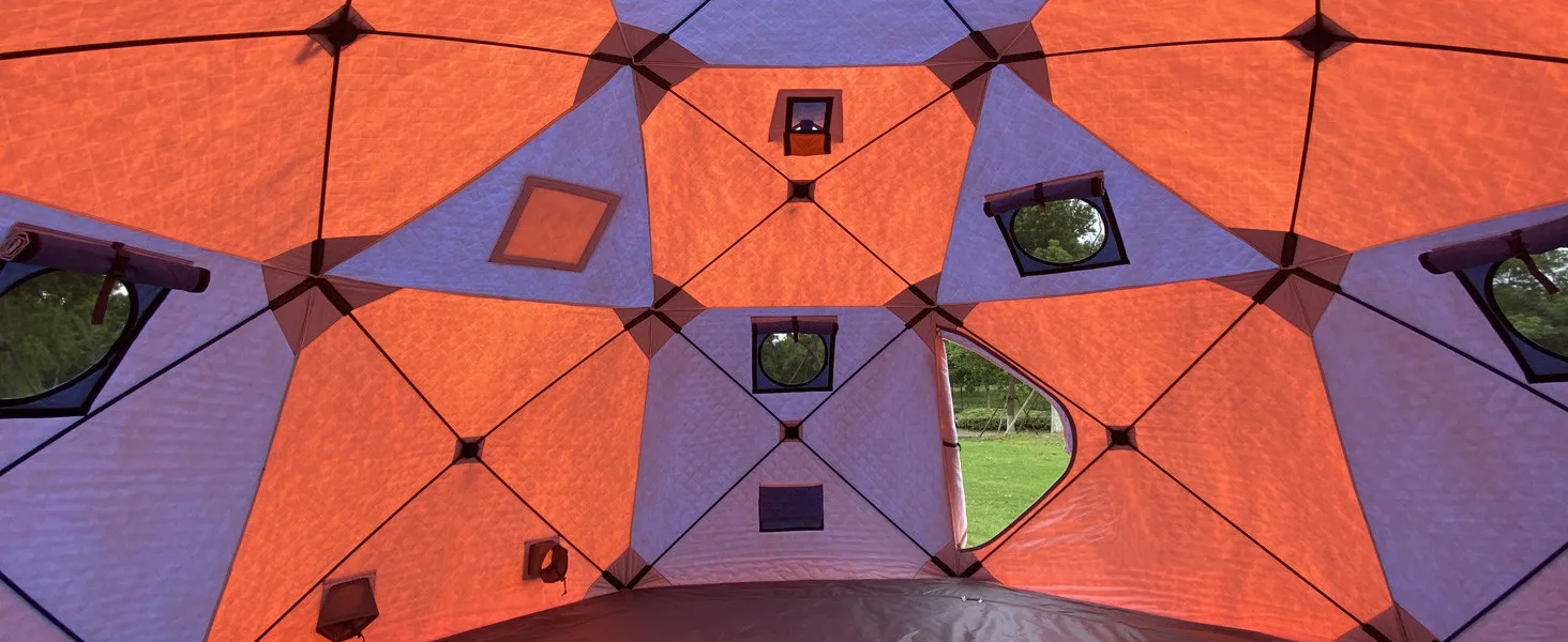 Octagonal Winter Tent With Ice Fishing 4-6 Person Extra Large Insulated Sauna Tent and Wood Stove with Chimney Hole