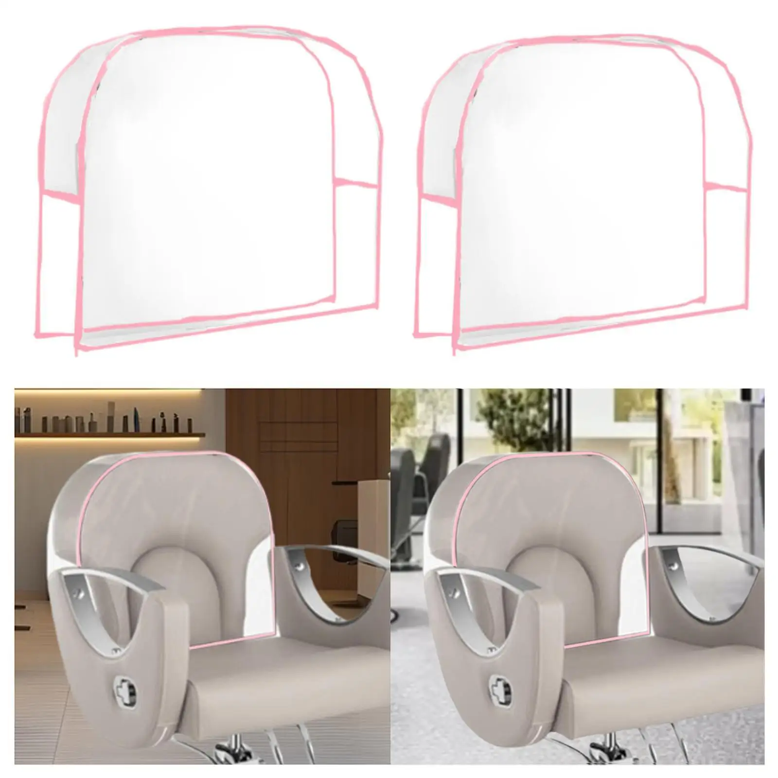 Clear Chair Back Cover Salon Chair Protector Reusable Transparent PVC Professional Barber Chair Cover for Standard Chairs SPA