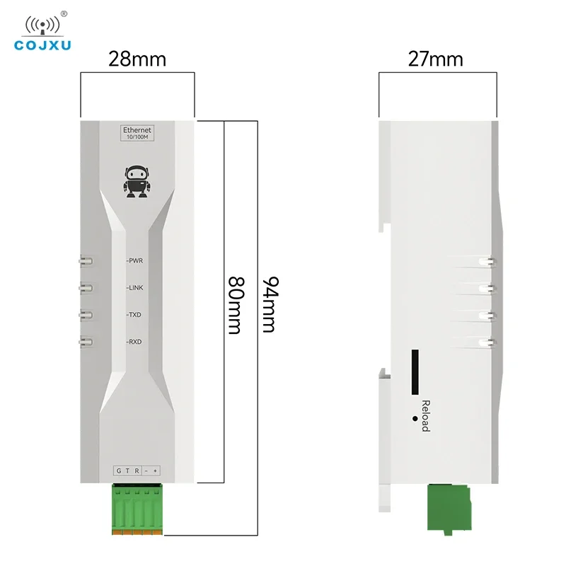 RS232 to Ethernet Serial Port Server COJXU NE2-D12 Ultra Small Volume MQTT 2Way Socket Link ModBus Gateway TCP/IP to RTU DC8-28V