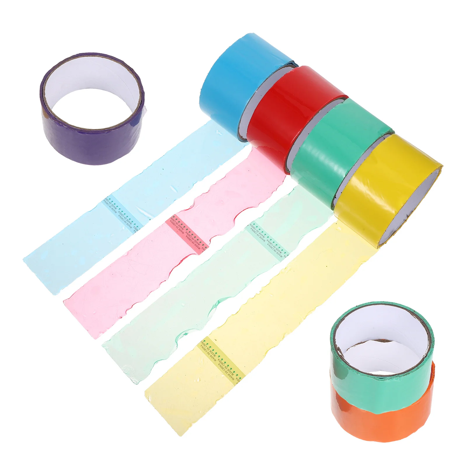 

7Pcs Rainbow Colored Strong Adhesive Tape Wide Sticky Ball Rolling Decompression Interactive Sticky Tape DIY Crafts Educational