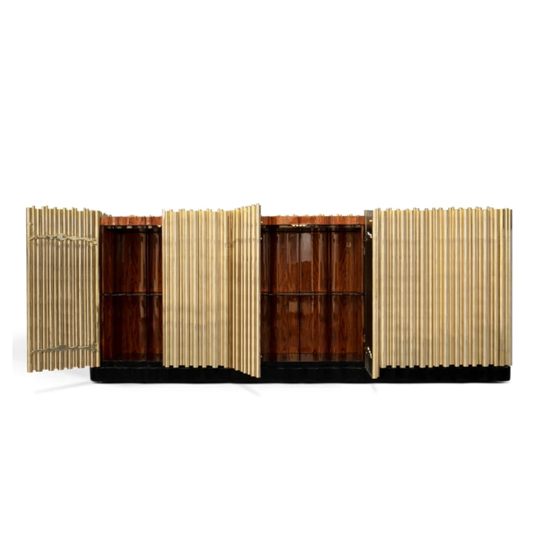 

Italian light luxury stainless steel dining side cabinet villa home designer modern home high-end creative entrance cabinet