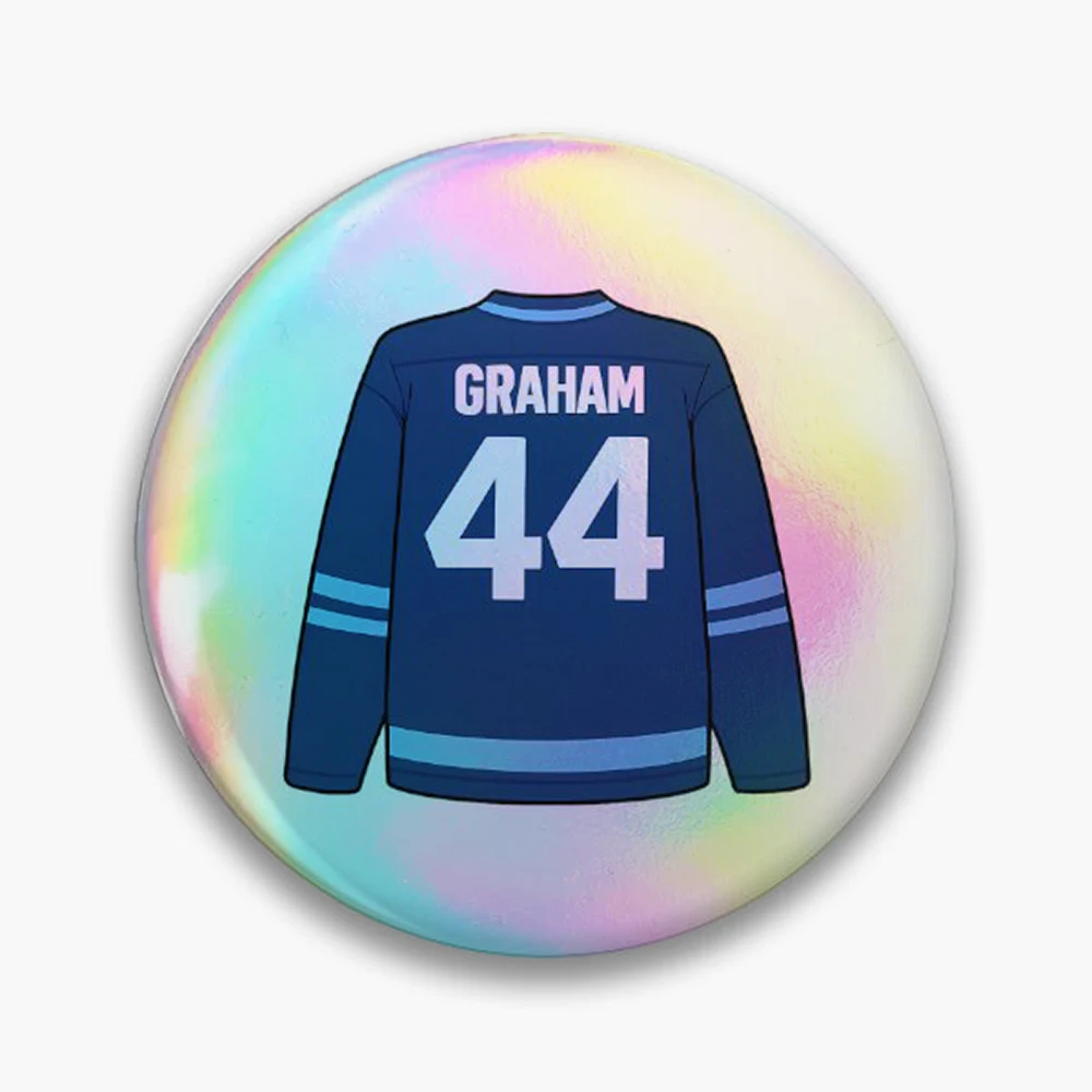 Graham Jersey Pin Holographic Star Heart Pin Brooches Laminated Button Fashion Accessory