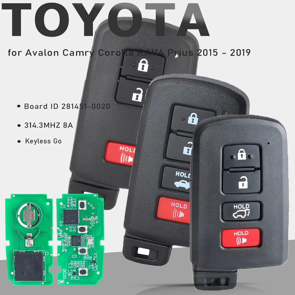 

KEYECU 0020, 281451-0020 G Smart Remote Key Fob 314,3 МГц 8A Keyless Go для Toyota Avalon Camry Corolla RAV4 Prius 2015-2019