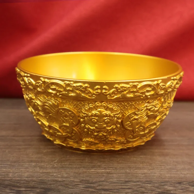 Brass Dragon and Tiger Treasure Basin Ornament, Wealth-Attracting Basin, Decorative Item for Store and Company Opening, High-End