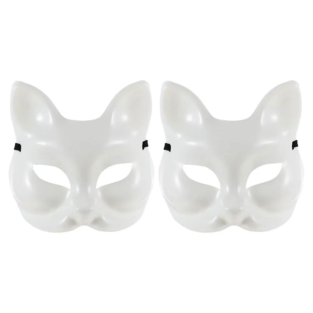 

2Pcs Fox Masquerade Mask Blank Unpainted DIY Party Accessory Halloween Festival Prop Blank Masks Masquerade Mask