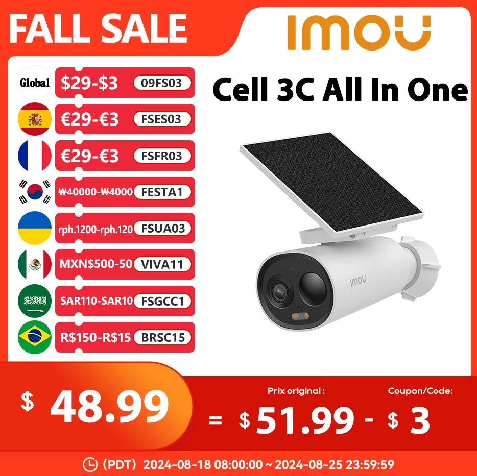 IMOU Cell 3C All In One Solar Power Security Camera Outdoor Wireless WIFI Camera Battery Camera Two-Way Audio Home Surveillance