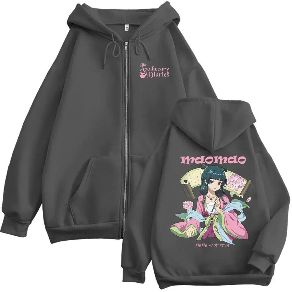 Anime The Apothecary Diaries Maomao Merch Zipper Hoodie Männer Frauen Übergroße Zip Up Jacke Männlich Vintage Casual Zip Up Sweatshirt – Detail 5
