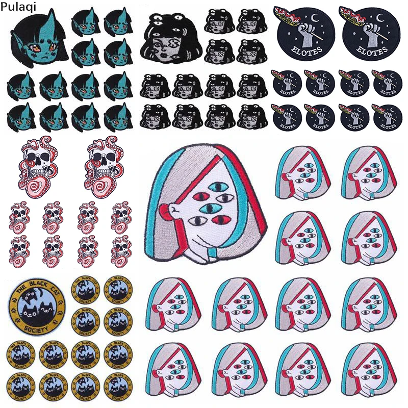 Pulaqi Wholesale 10PCS Cute Animal Patch Iron On Embroidered Patches On Clothes Dinosaur Paches Diy Badges