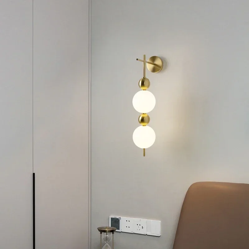New Design LED Wall Lamp White Acrylic Ball Gold Metal for Bedrooom Parlor Aisle Corridor Lighting Sconce Changeable Dimming