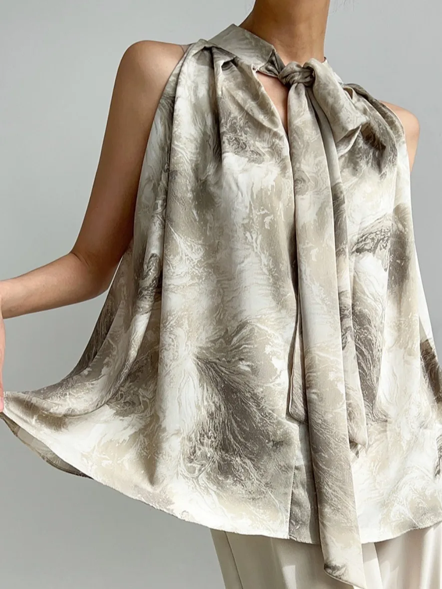 أنيقة الصيف المرأة irt شيك شخصية مطوي اتجاهين الراقية تصميم الإحساس Sa بلوزة شيفون تخفيف Sle منتظم صالح #2