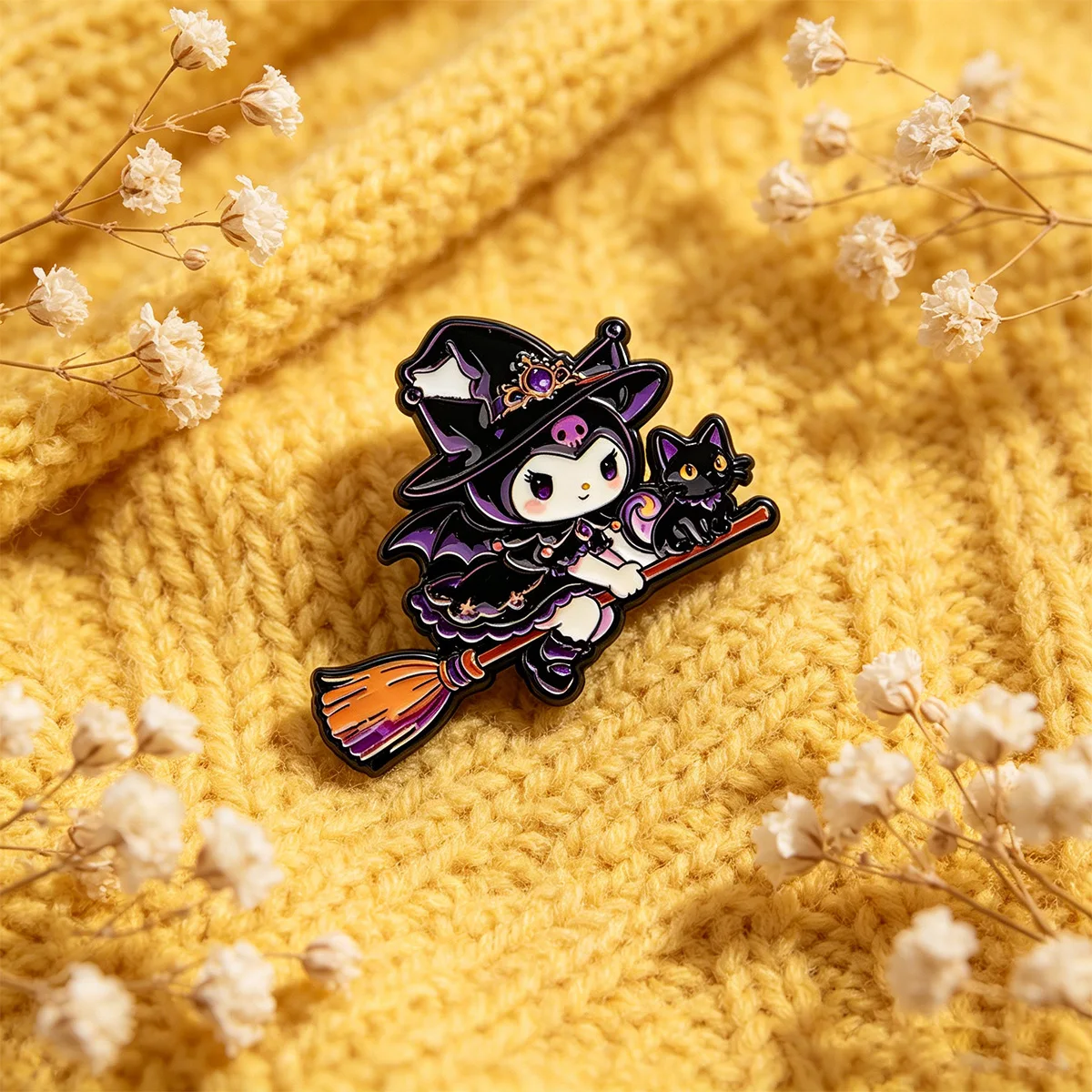 Niedliche Hexen-Brosche Schwarze Katze Emaille-Anstecknadeln für Rucksäcke Damen-Reversnadel Retro-Kollektion Geschenke Cosplay-Accessoires – Detail 6