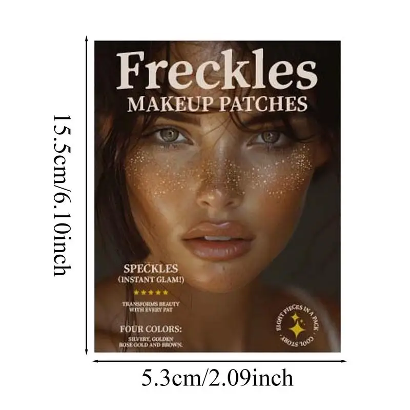 Patchs de Taches de Rousseur à Paillettes pour Femme, Autocollants Temporaires Imperméables pour le Visage, 8X
