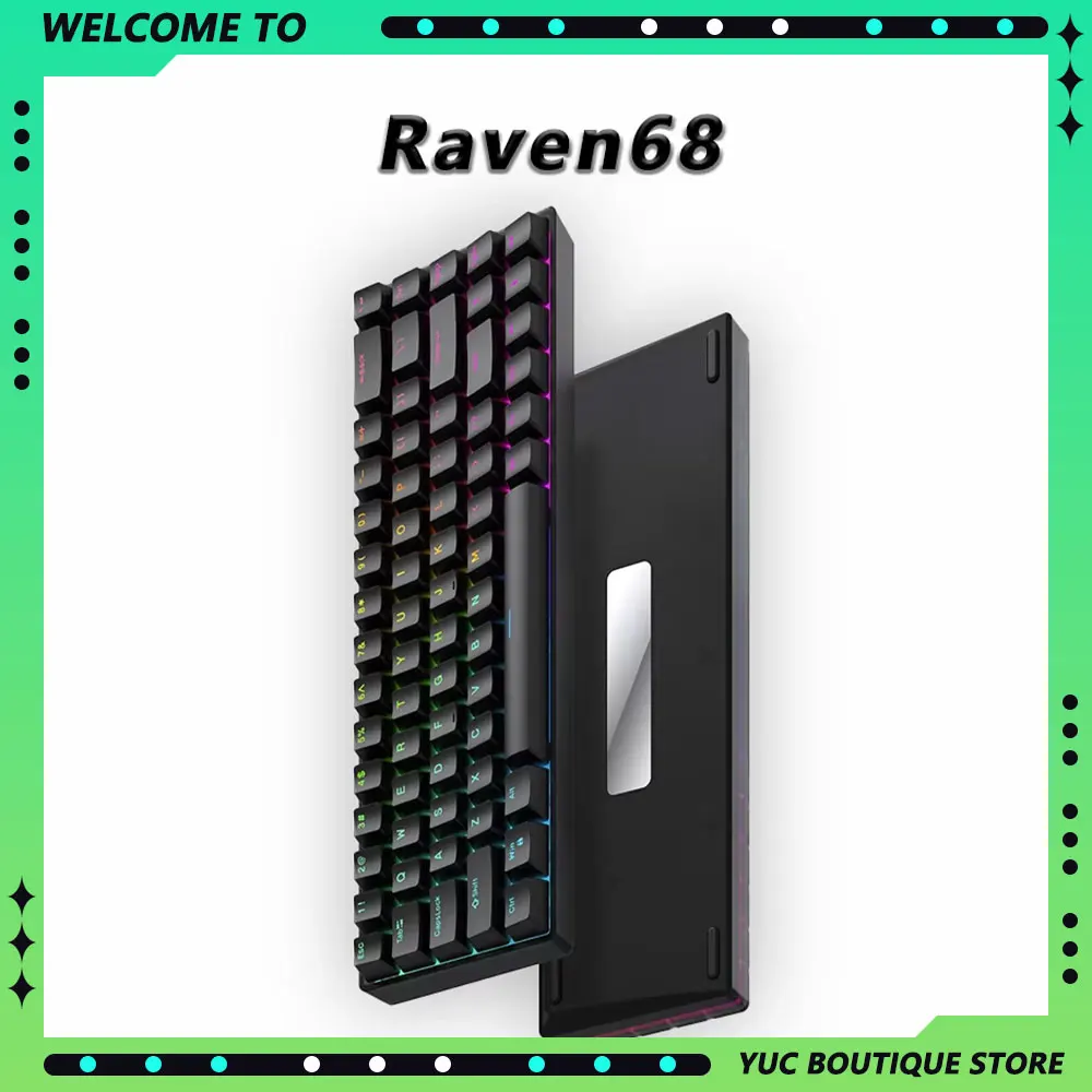 Teamwolf Raven68 Mechanical Gamer Keyboard Wired 68keys Rgb Fps Gaming Keyboard Magnetic Switch Keyboards Quick Trigger Hot Swap