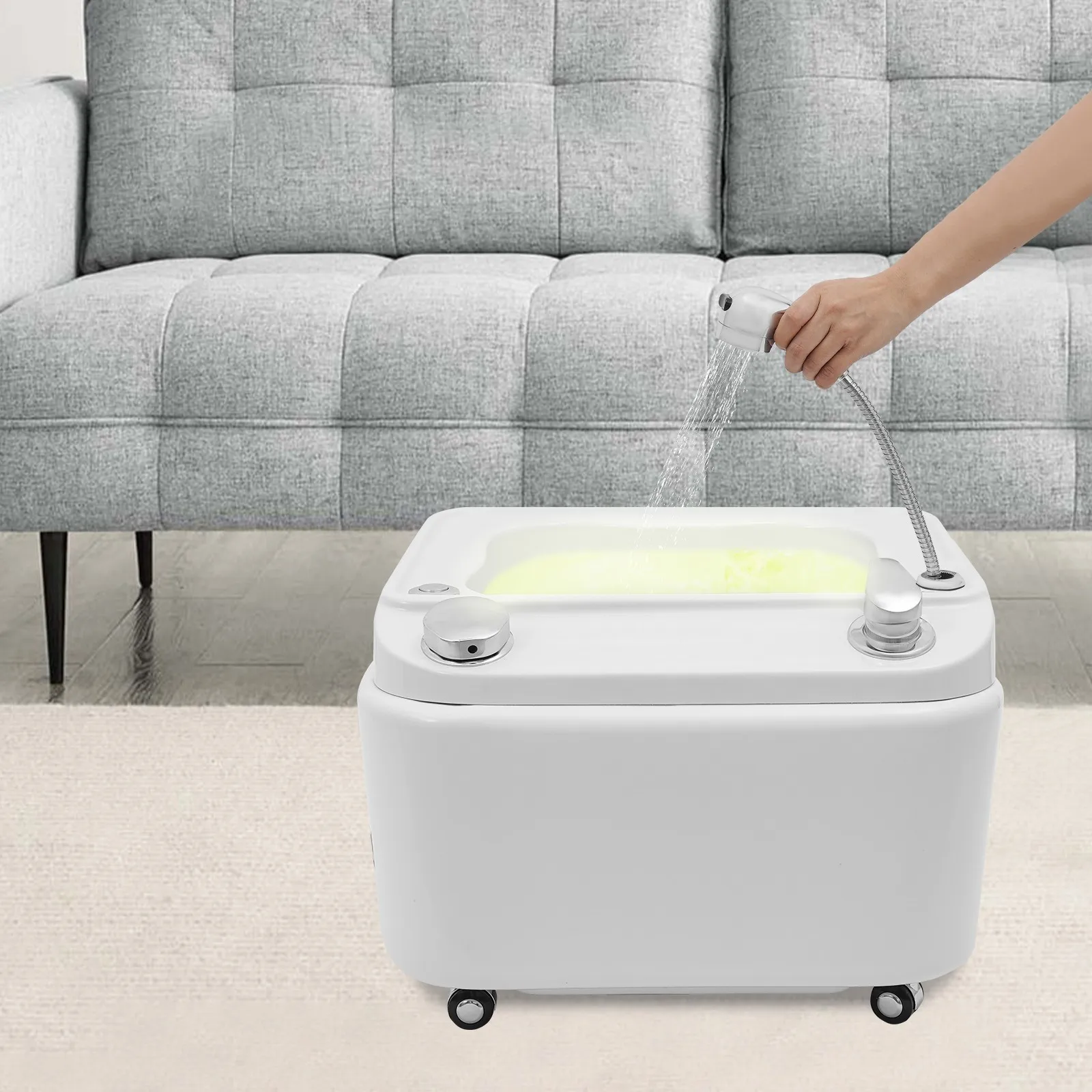 

Массажер для ног, портативная ванночка для ног с 7-цветной LED-подсветкой и функцией гидромассажа, регулируемая акриловая ванна для ног с горячей/холодной водой