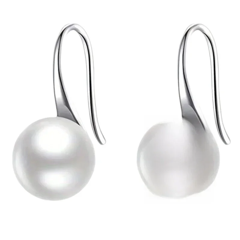 

925 Sterling Silver Simple Charm Pearl Earrings Fashion Women's Christmas Wedding Party Gift Jewelry