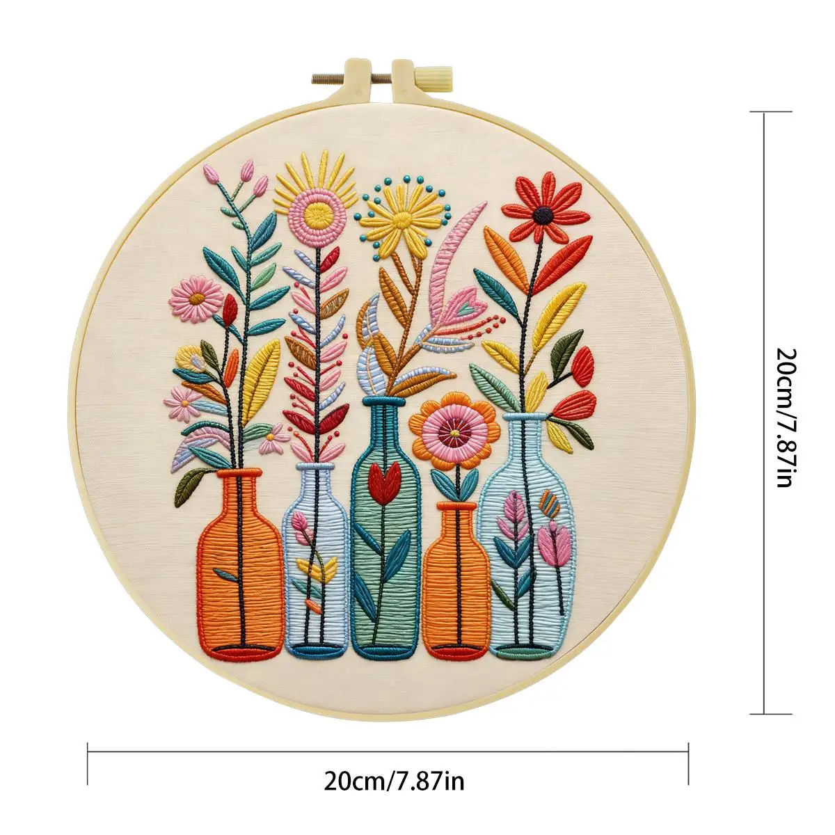 1 Stück 20X20CM/15X15CM 7,87/6,3 Zoll Pflanzen - Blumen Stickerei Starter-Kit DIY-Kit DIY-Stickerei-Set Handarbeiten Heimdekoration – Detail 4