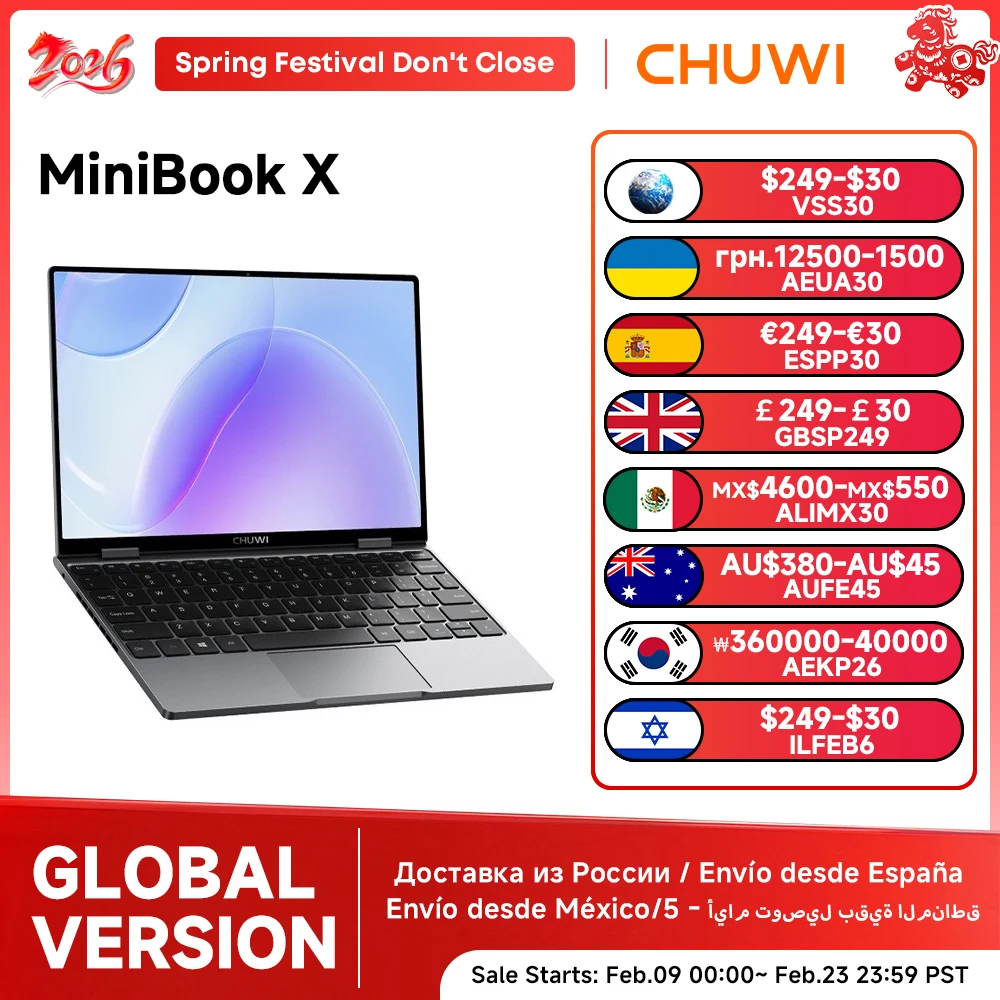 CHUWI-MiniPleX Windows 11 Laptop Tablet PC, 2 en 1, 12 Go LPDDR5, 512G SSD, Intel N100, 10.51 "FHD, Écran IPS, 1920x1200 Notebook