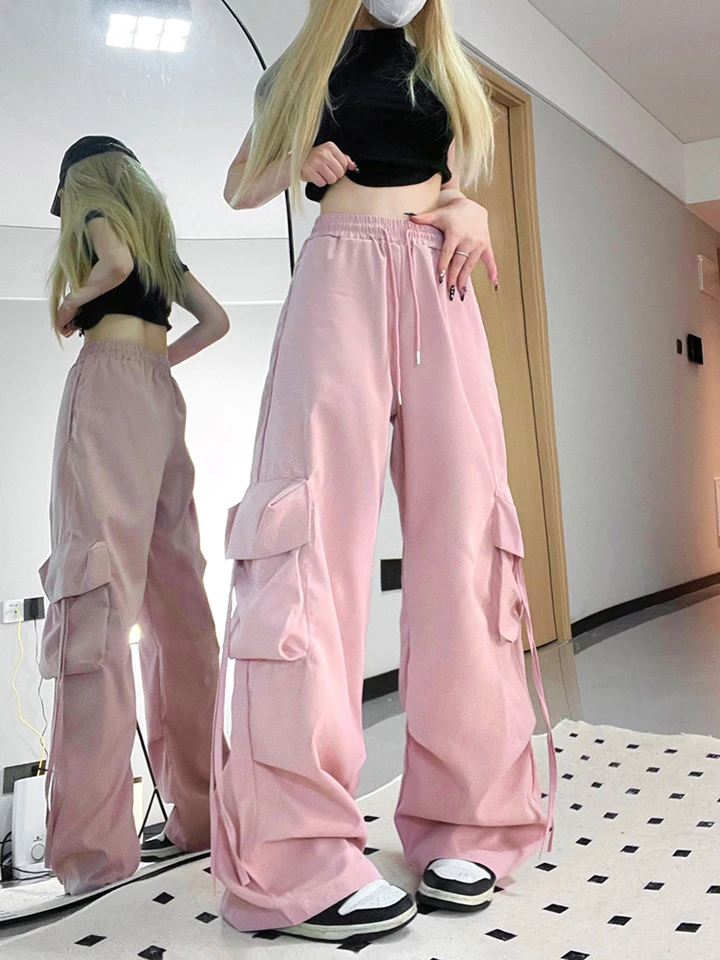 Zoki-ゆったりとした女性用ワイドレッグパンツ,原宿y2kストレート