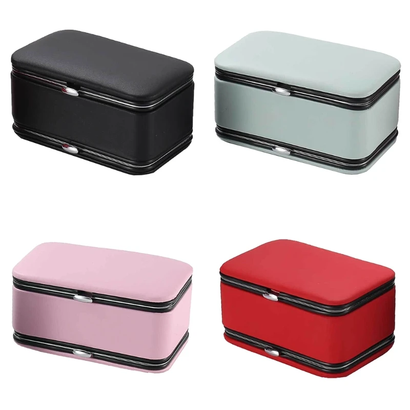 PU Leather Jewelry Box Manicure Tools 2 Layers with Mirror Earrings Ring Necklace Display Storage for Case