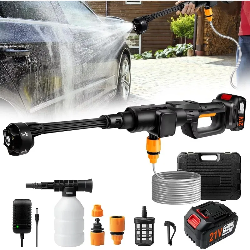 

Upgrade 900PSI Cordless High Pressure Washer Gun, 15000mAh Battery Powered Pressure Washer with 6-in-1 Adjustable Nozzle, Portab