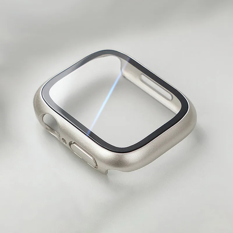 زجاج + حافظة لساعة أبل 44 مللي متر 40 مللي متر 41 مللي متر 38 مللي متر 42 مللي متر 45 مللي متر 46 مللي متر واقي للشاشة الغطاء الواقي ساعة أبل 10 8 7 9 6 SE 5 4 3