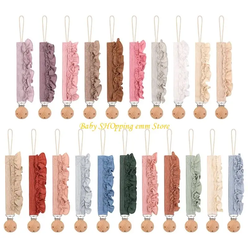 

23GD Adorable Lace Trimmed Pacifier Holder Clip Cotton Teether Chain For Infants Prevents Loss During Travel Or Playing