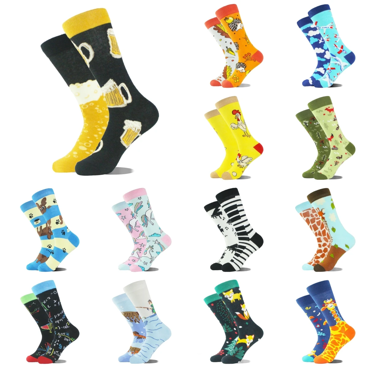 1 Pair Man Women Sock Original AB Tide Socks Colorful Cat Dog Koala Cow Cotton Socks Four Seasons Unisex Socks for Birthday Gift