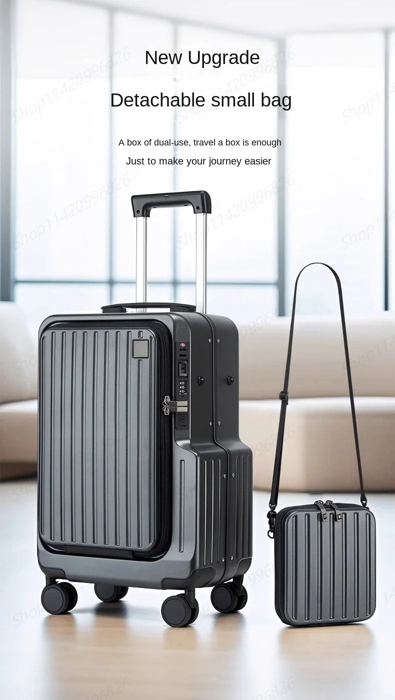Handgepäck-Koffer mit Vorderöffnung, multifunktionaler Trolley-Koffer, 20-Zoll-Reisekabine, Passwortschloss, Gepäckkoffer, Reisetaschen – Detail 6