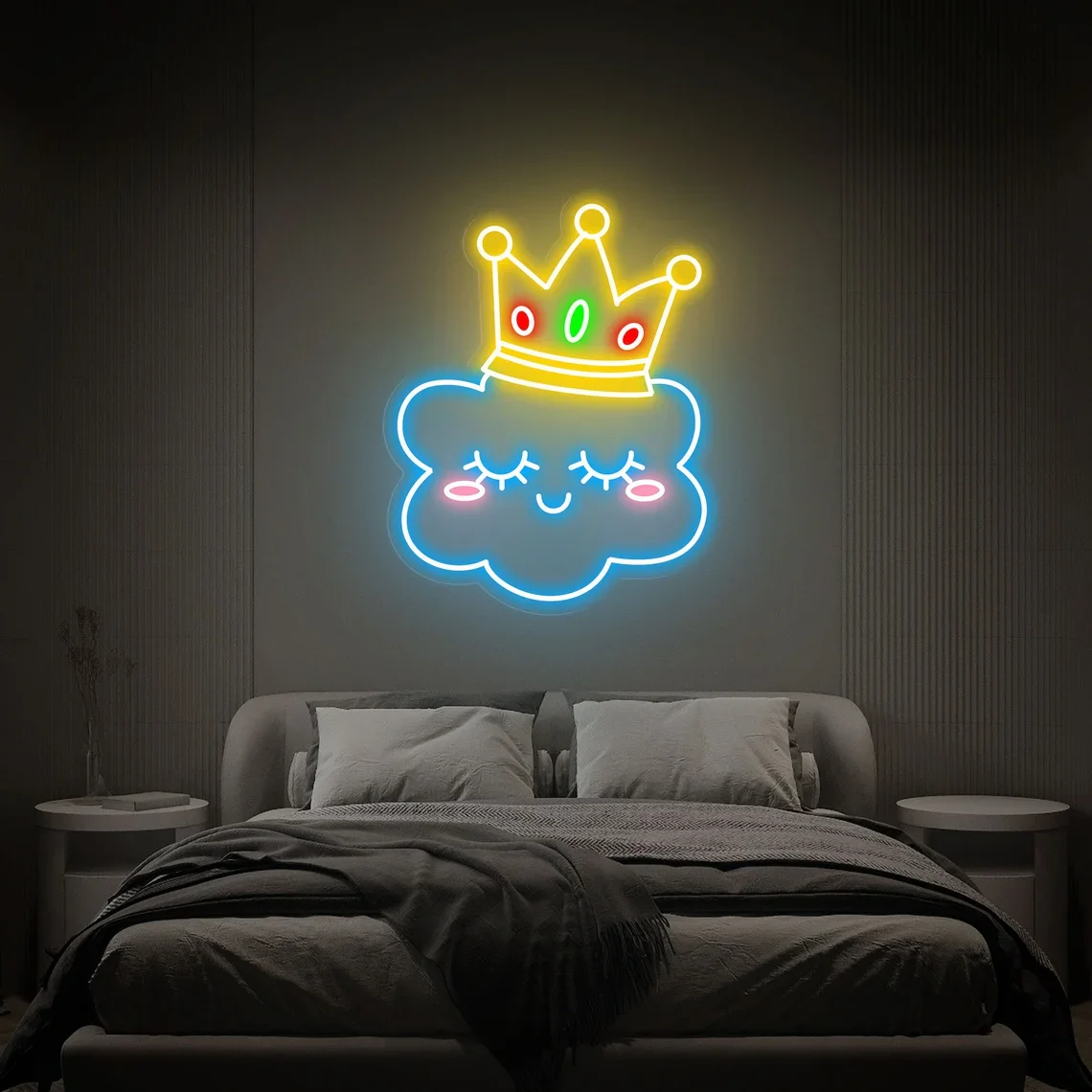 Imagem -05 - Sinal de Neon Nuvem Personalizado para o Quarto de Adolescentes Princesa dos Desenhos Animados Decoração Estética da Sala de Jogos Presente do Quarto dos Miúdos