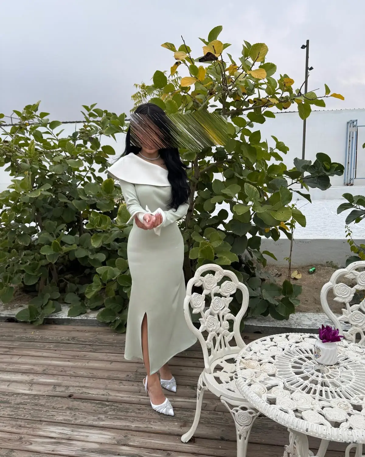 Gaun Malam Kustom Gaun Pesta Bahu Miring Kerah Tinggi Jersey Indah Gaun Acara Khusus Putri Duyung Halus