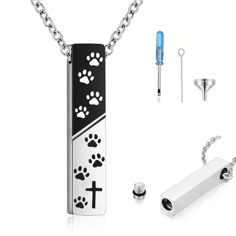  Dog Urn Necklaces for Ashes Paw Cube Cremation Dog Paw Stainless Steel Pet Ashes Pendant for Puppy Pet Memorial Keepsake Jewel