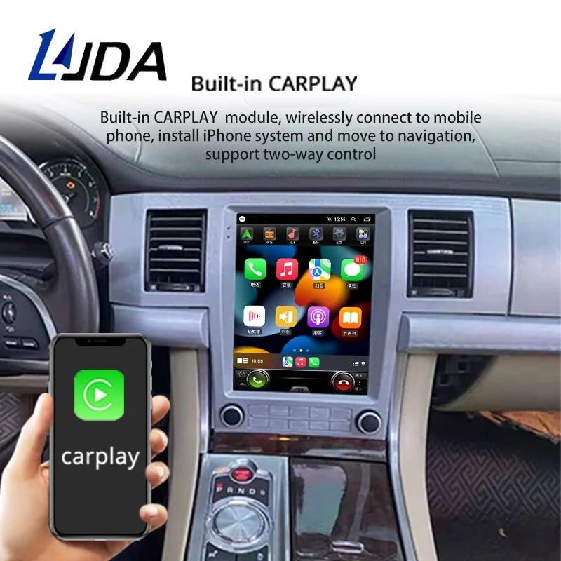 LJDA 9.7 Inch Android 13 Car Multimedia Player For Jaguar XF 2008 -2015 LHD Car Radio GPS Stereo Wireless Carplay Auto Audio DSP