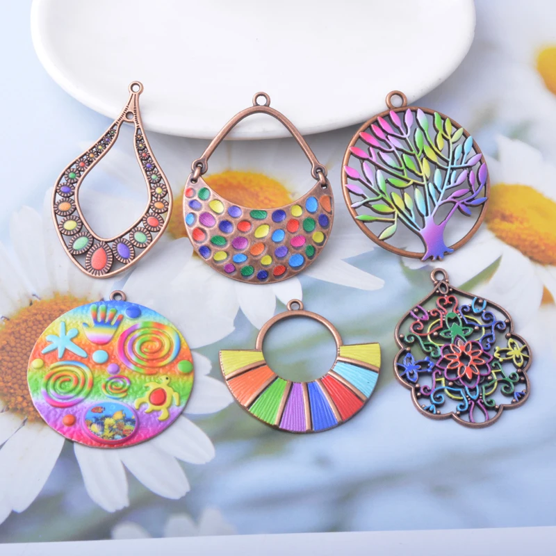 12 Stück/Set Sommerliche, leuchtend bunte Anhänger in Lebensbaum-Form, fächerförmig, fluoreszierende Farben, Schmuckherstellung, Boho-Anhänger, DIY-Ohrringe für Frauen – Detail 6