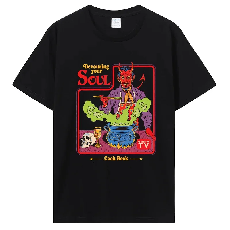 Satanist Hell Ullzang T-shirt Grim Evil Series Clothes Aliens Demon Grim Reaper Vintage Tops Unisex Halloween Streetwear Tee