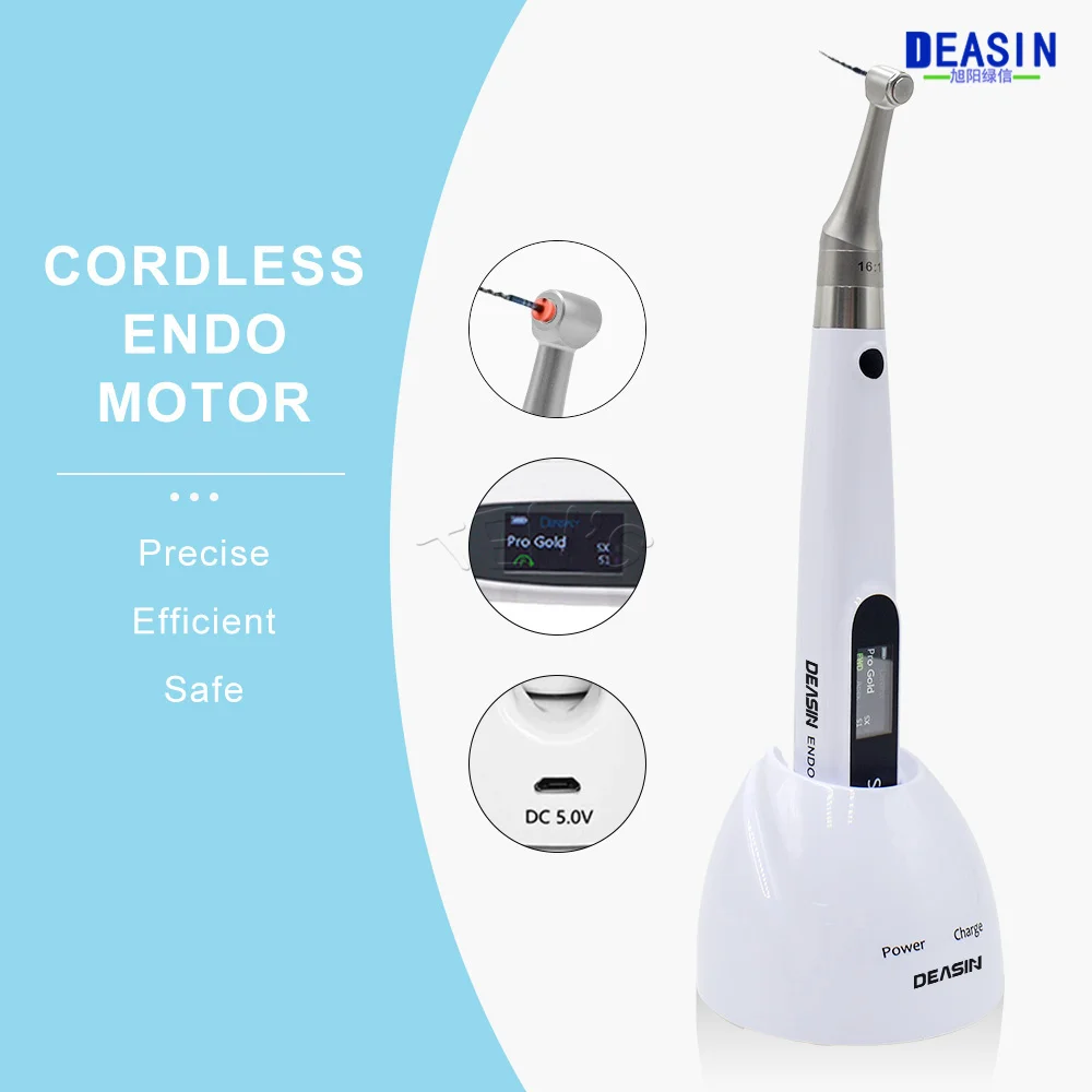 2 IN 1 Dental Wireless Endomotor With Built-in Apex Locator Cordless Endodontic Motor with 1:1 Contra Angle Dentistry Equipment