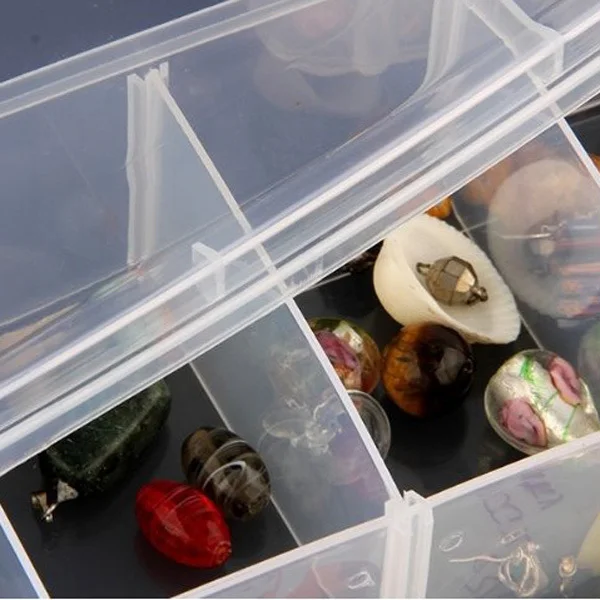 

3-Layer Blue Plastic Storage Box Case Organizer Detachable Compartments Easy-Grip Handle Jewelry Storage Container 30