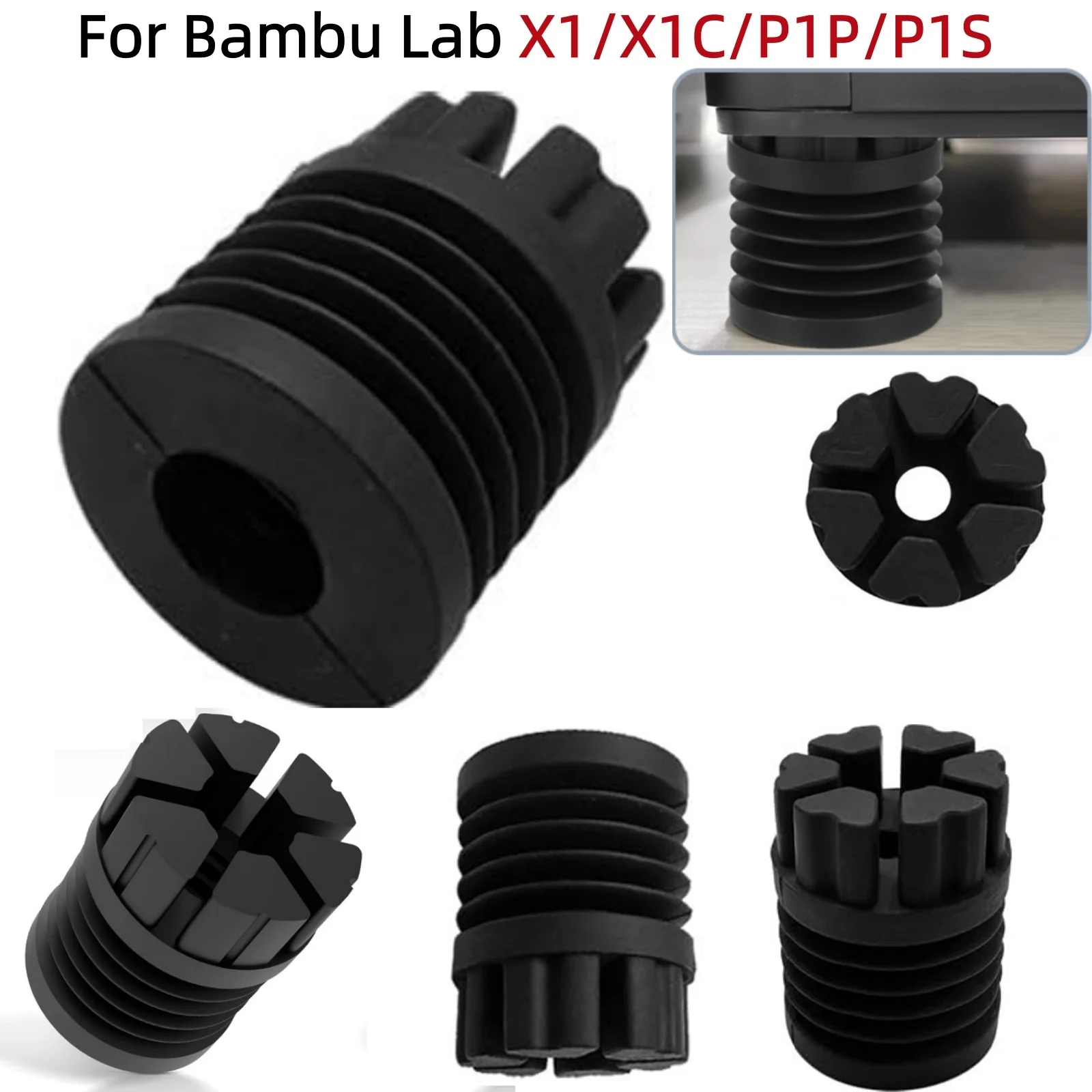 

For Bambu Lab P1P/P1S Bamboo Upgrade Anti Vibration Feet Pad Anti-slip Anti-Shock Dust-proof Rubber Foot Pad Bambulabs X1/X1C